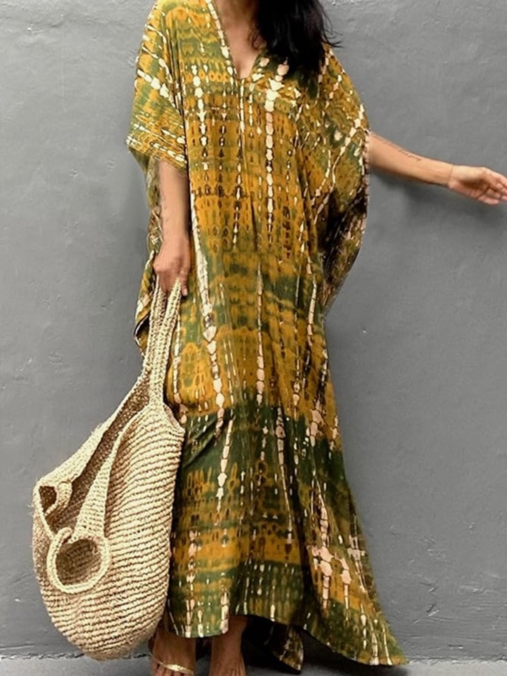 Oversized moo moo boho Tie-Dye Maxi Dress